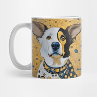 Gustav Klimt Style Dog Dressed in Blue White and Gold Mug